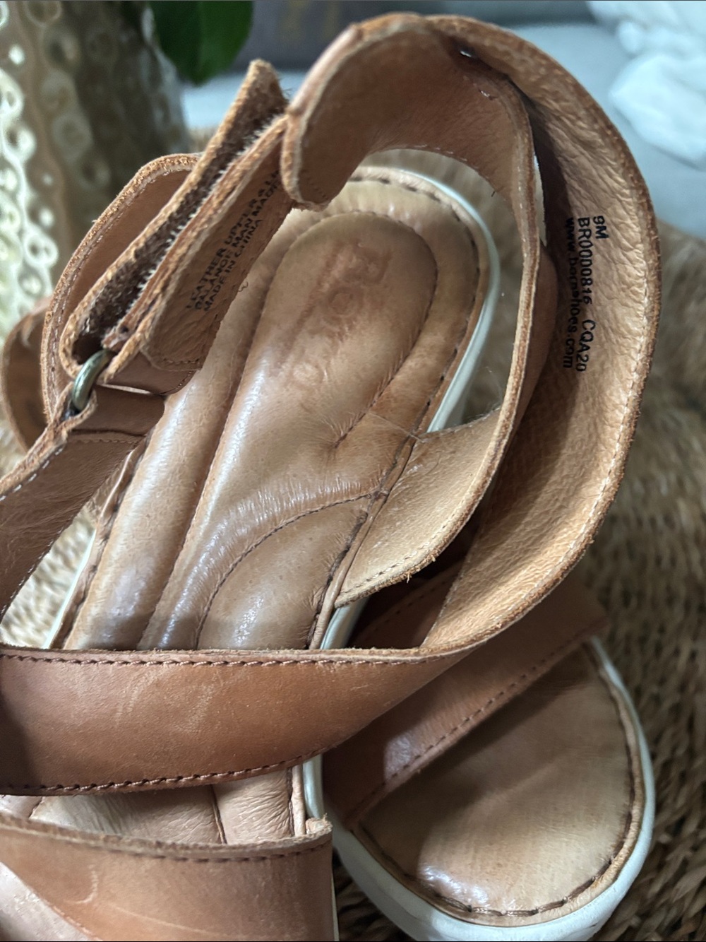 Born Tan Leather Platform Strappy Sandals - Picture 4 of 9